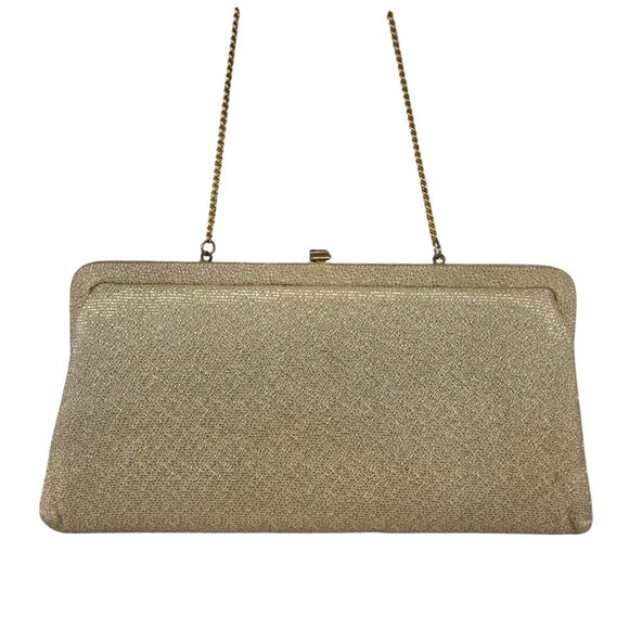 Vintage Gold Mesh Evening Clutch Bag With Chain Strap - Picture 1 of 8